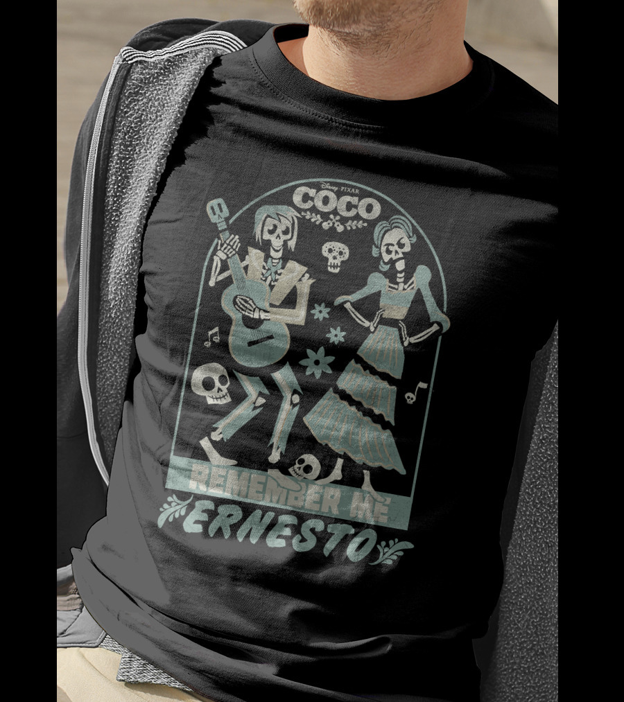 Disney Pixar Coco Remember Me Ernesto Skeleton Guitar T-Shirt