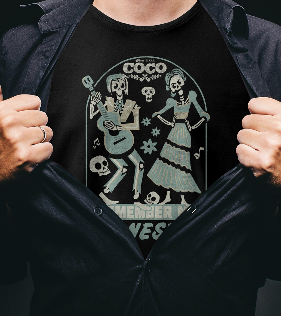 Disney Pixar Coco Remember Me Ernesto Skeleton Guitar T-Shirt