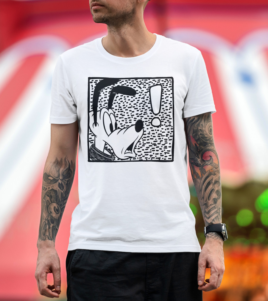 Disney Pluto Shocked Exclamation Point Reaction T-Shirt