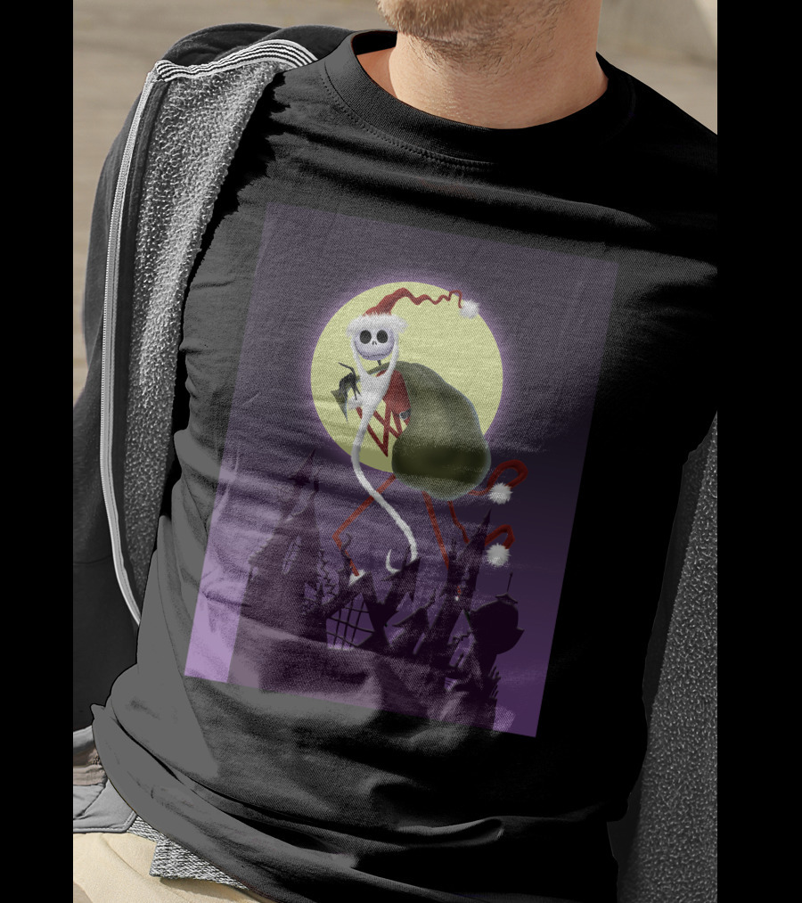 Disney Skellington Claus Jack Skellington Santa Christmas Moon T-Shirt