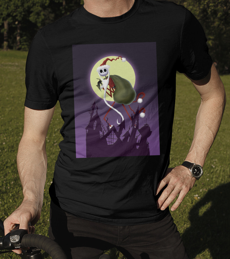 Disney Skellington Claus Jack Skellington Santa Christmas Moon T-Shirt