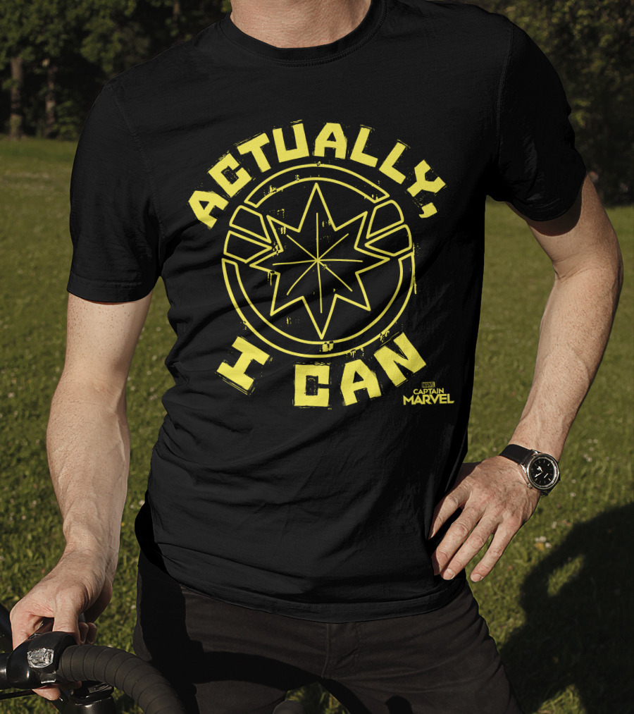 Captain Marvel Actually I Can Yellow Starburst T-Shirt