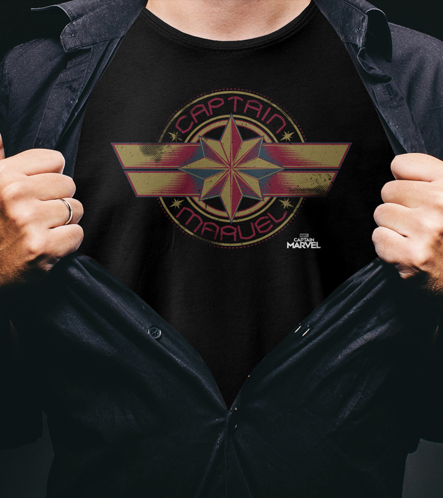 Captain Marvel Circle Star Emblem Badge Marvel Studios T-Shirt