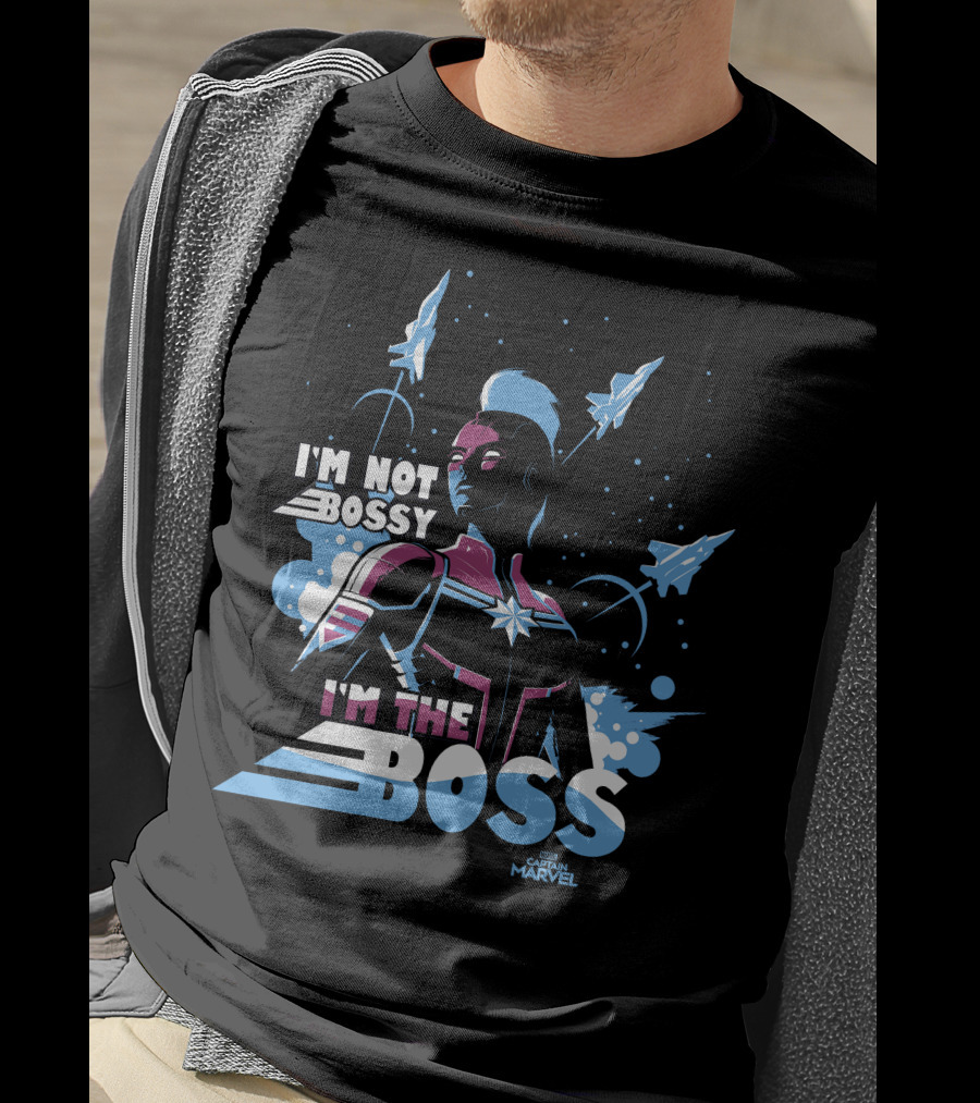 Captain Marvel I'm Not Bossy I'm The Boss Space Blue Red T-Shirt
