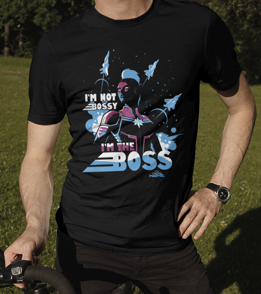 Captain Marvel I'm Not Bossy I'm The Boss Space Blue Red T-Shirt