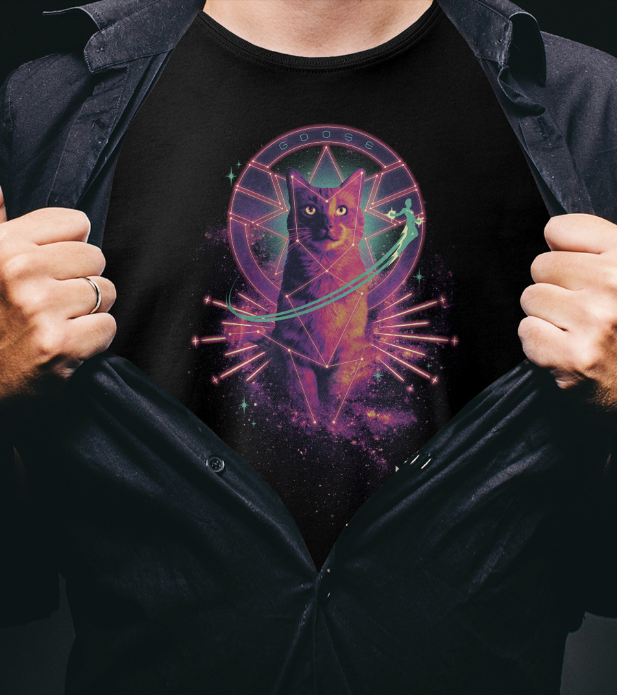 Captain Marvel Goose Cosmic Neon T-Shirt