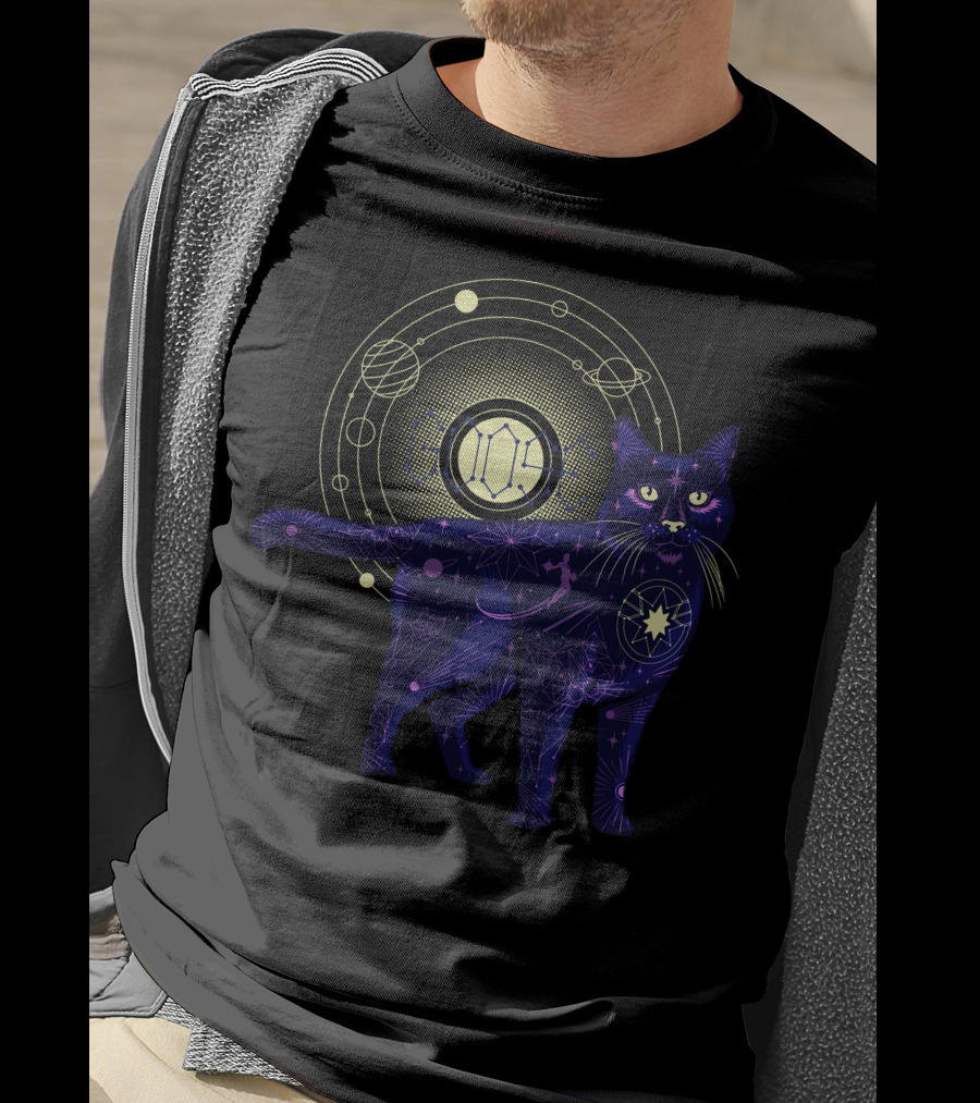 Captain Marvel Movie Goose Cat Geometric Galaxy T-Shirt