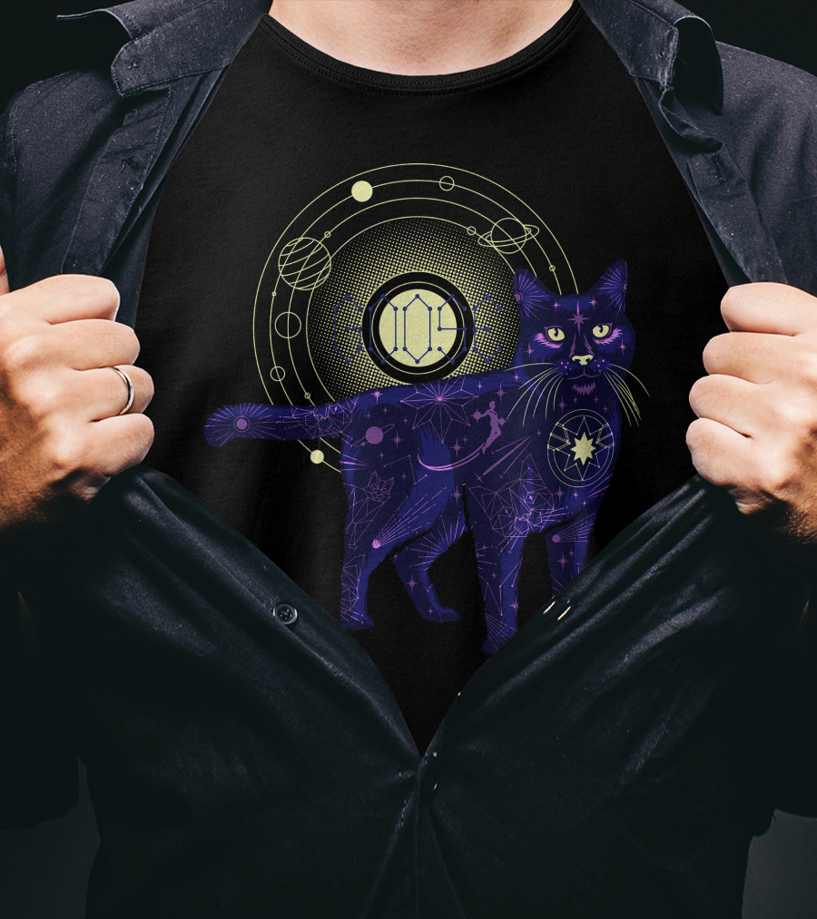 Captain Marvel Movie Goose Cat Geometric Galaxy T-Shirt