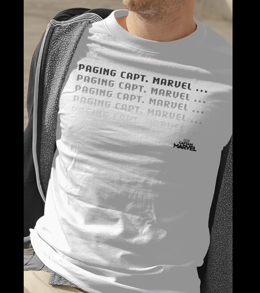 Paging Capt. Marvel Signal Repeated Text Captain Marvel T-Shirt