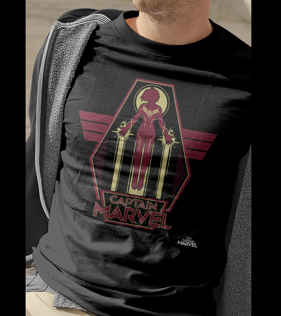 Captain Marvel Red Yellow Powers Flight Iconic T-Shirt