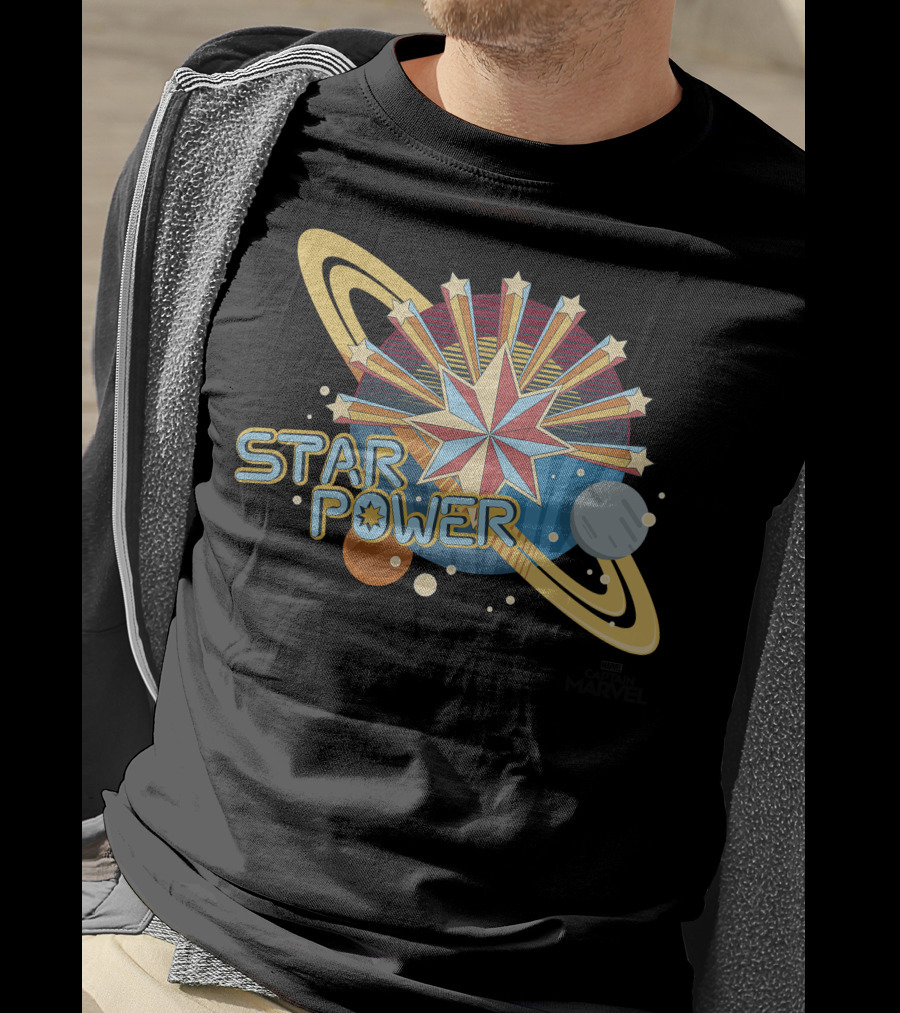 Captain Marvel Star Power Space Symbols T-Shirt