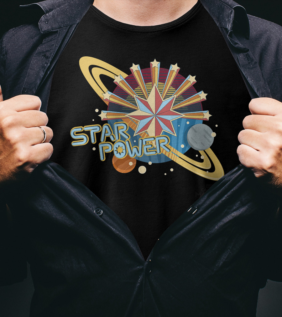Captain Marvel Star Power Space Symbols T-Shirt