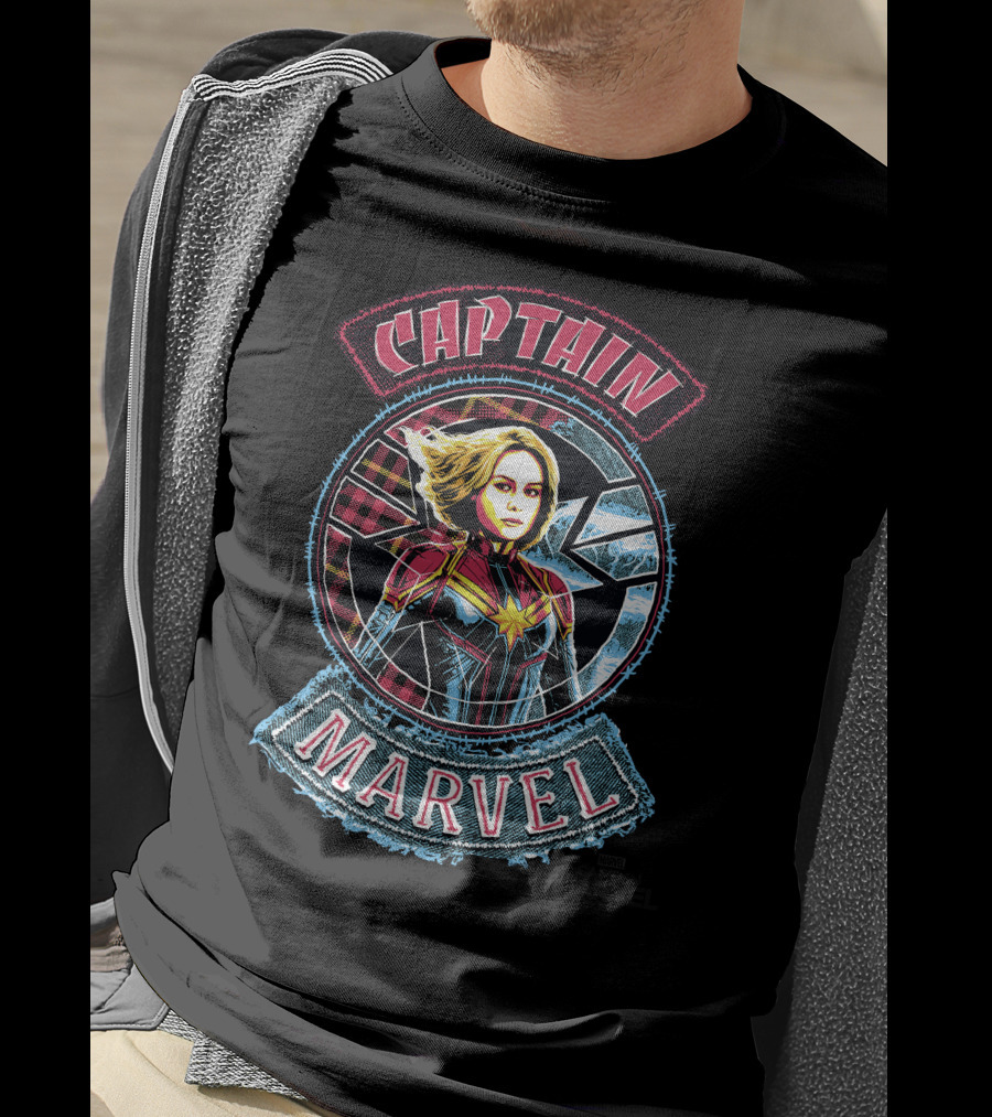 Captain Marvel Stitched Patched Emblem T-Shirt