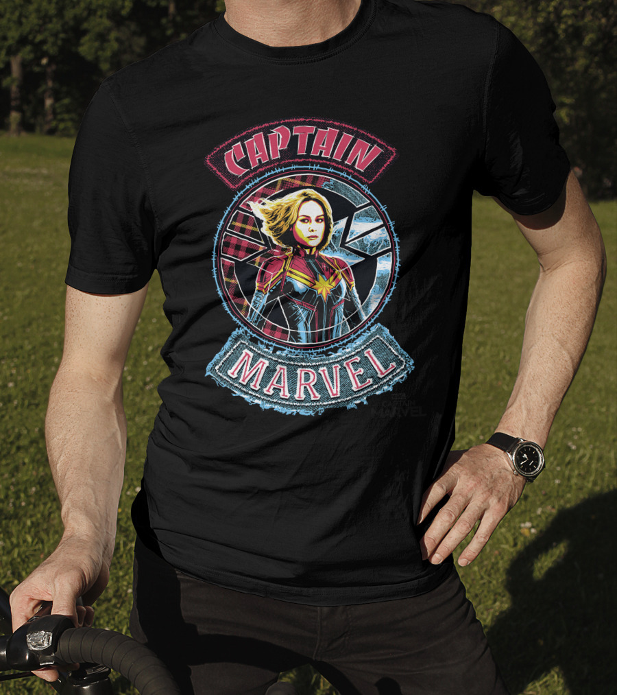 Captain Marvel Stitched Patched Emblem T-Shirt