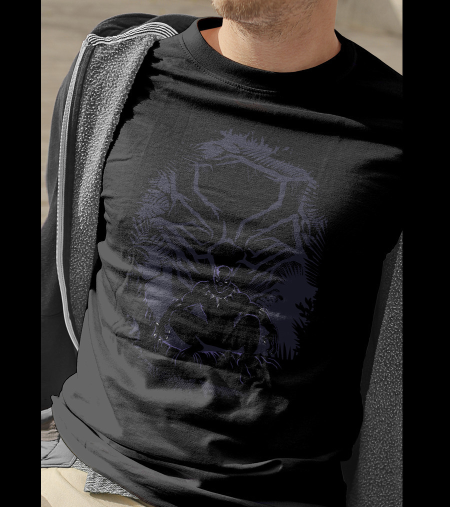 Marvel Black Panther Forest Silhouette Panther Branches T-Shirt