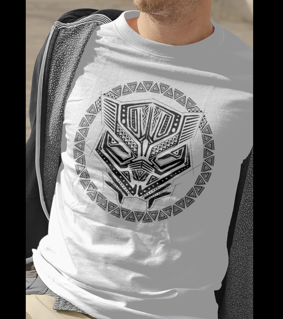 Black Panther Tribal Mask Geometric Circle Marvel T-Shirt