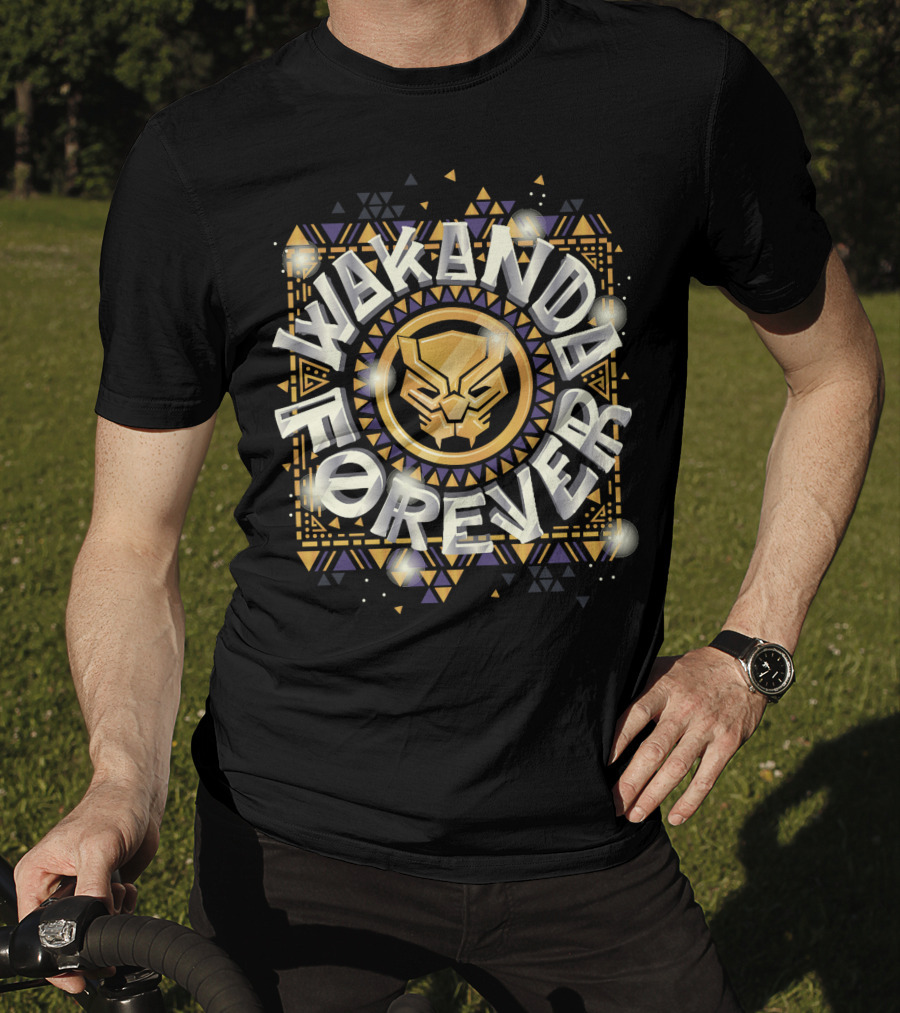 Wakanda Forever Marvel Black Panther Gleaming Symbol Square T-Shirt