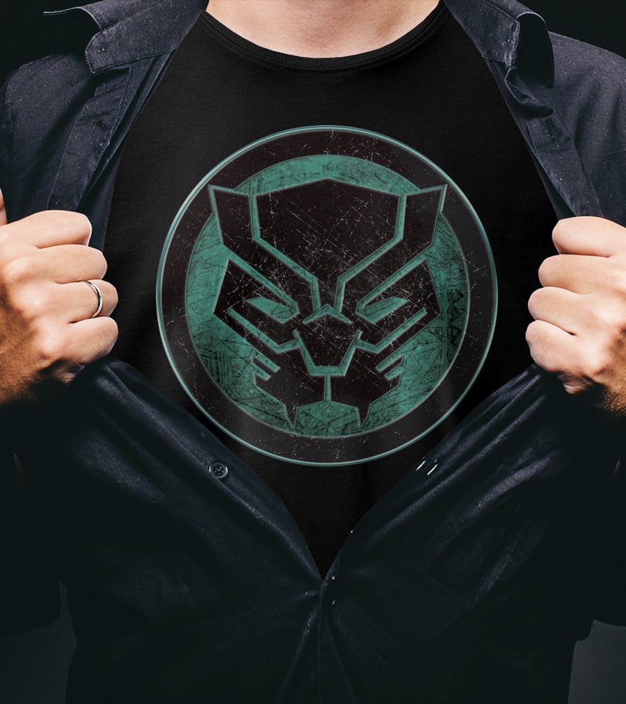 Marvel Black Panther Distressed Green Emblem Circle T-Shirt