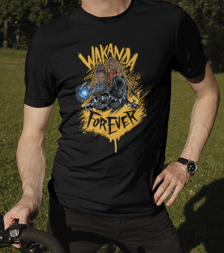 Wakanda Forever Marvel Black Panther Group Shot Painted T-Shirt