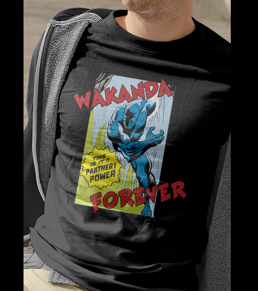 Wakanda Forever This Is It Panther's Power Marvel Black Panther Vintage Comic T-Shirt
