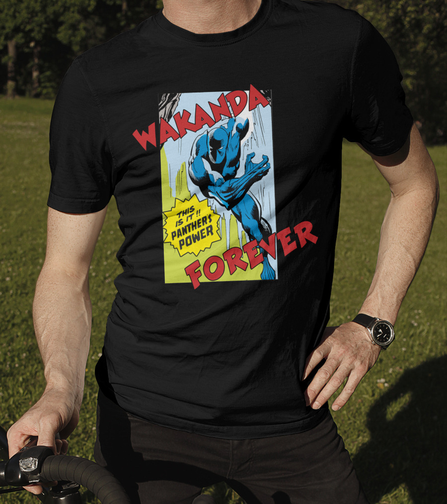 Wakanda Forever This Is It Panther's Power Marvel Black Panther Vintage Comic T-Shirt