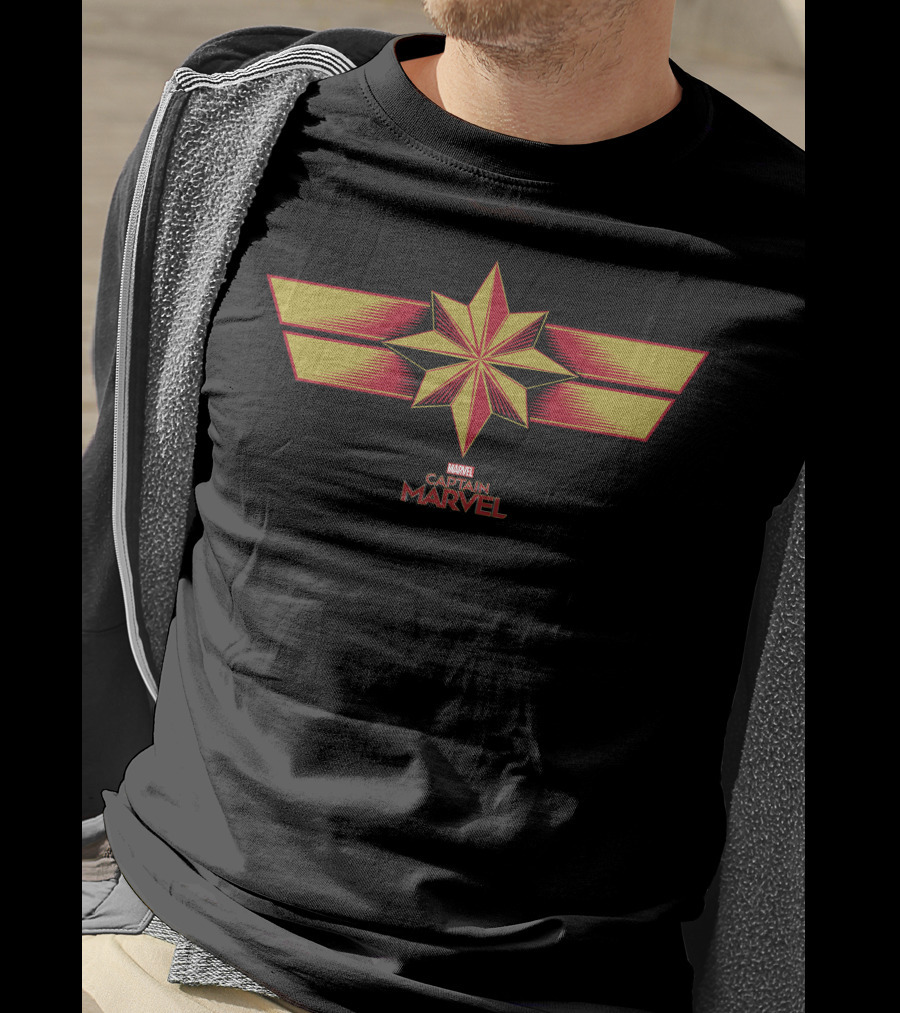 Marvel Captain Marvel Star Emblem Red Yellow Chevron T-Shirt