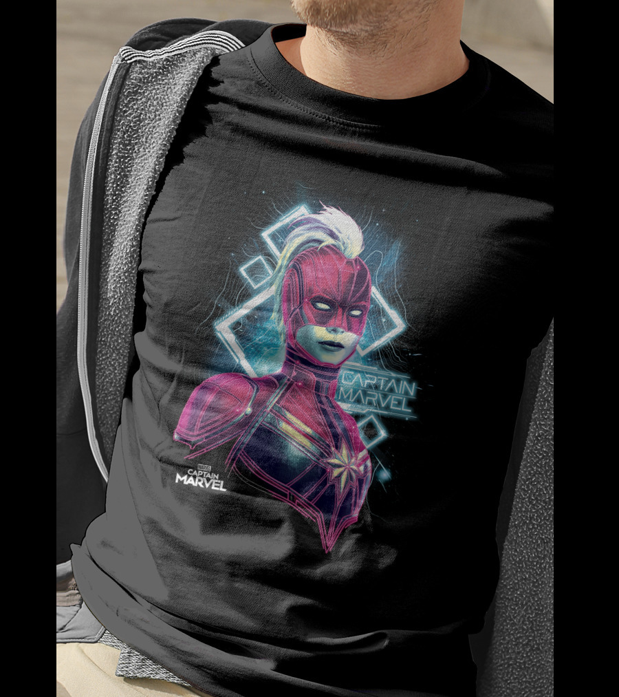 Marvel Captain Marvel Space Neon Glow T-Shirt