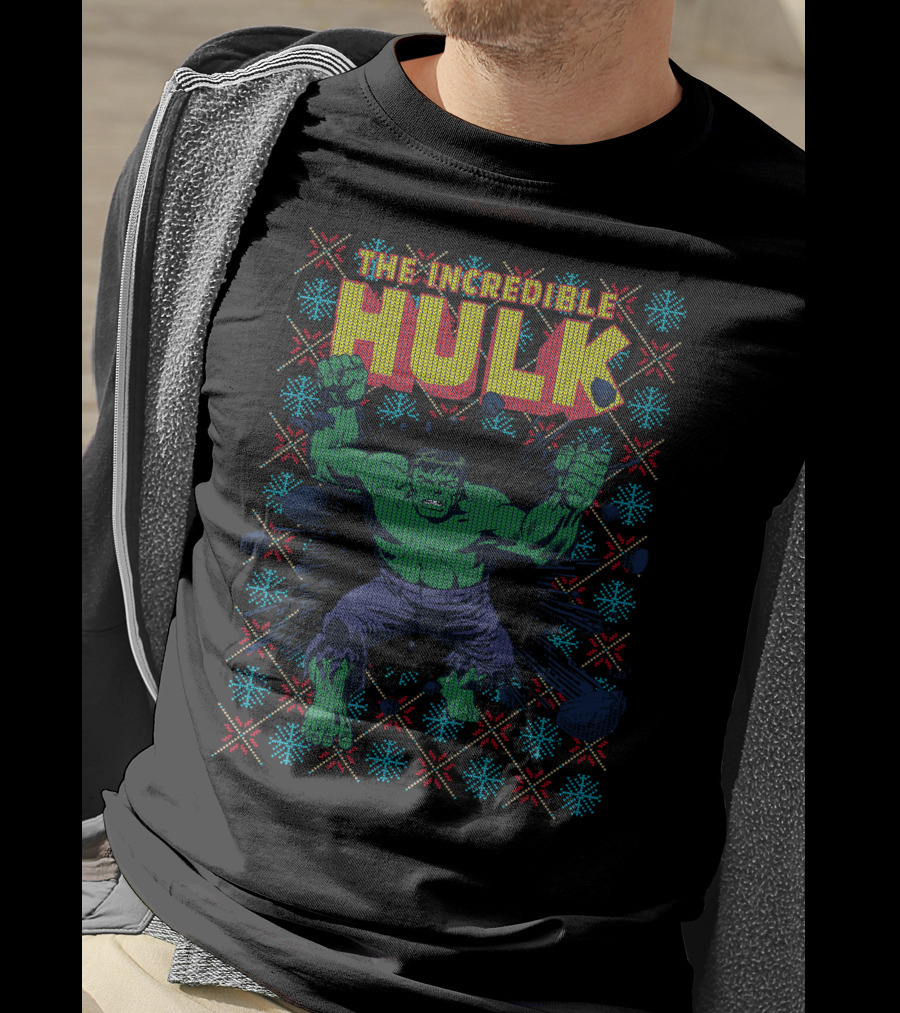 The Incredible Hulk Smash Marvel Comic Retro Explosion Christmas T-Shirt