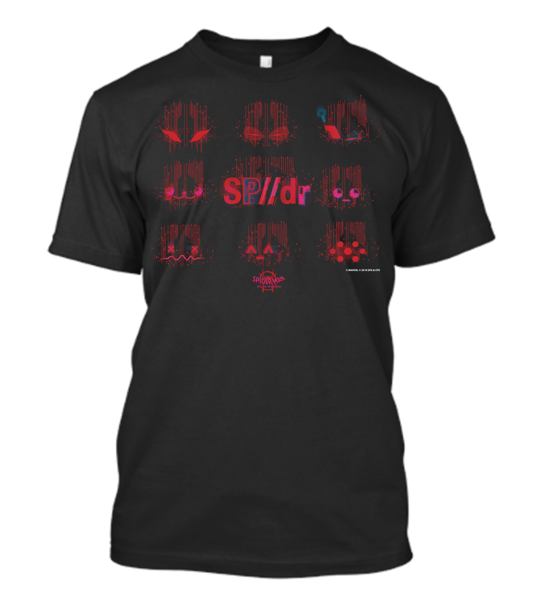 Marvel Spider-Man Spiderverse SP//dr Character Barcode Faces T-Shirt