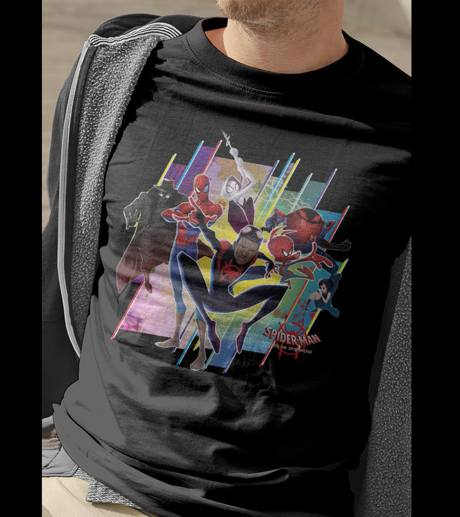 Spider-Man Into The Spiderverse Colorful Group Marvel T-Shirt