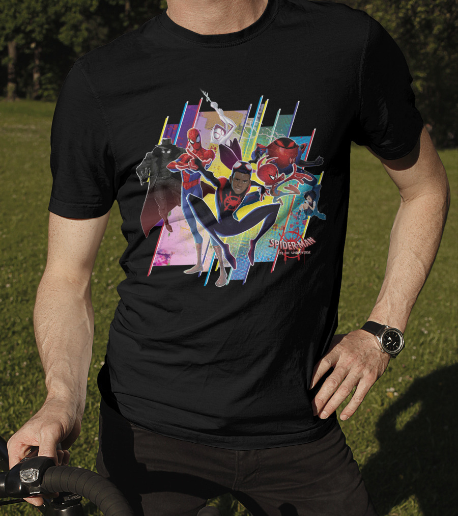 Spider-Man Into The Spiderverse Colorful Group Marvel T-Shirt