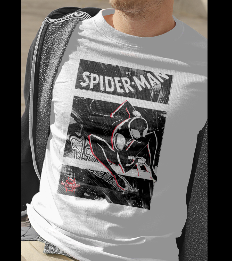 Spider-Man Marvel Spiderverse Comic Graphic Action Panels T-Shirt
