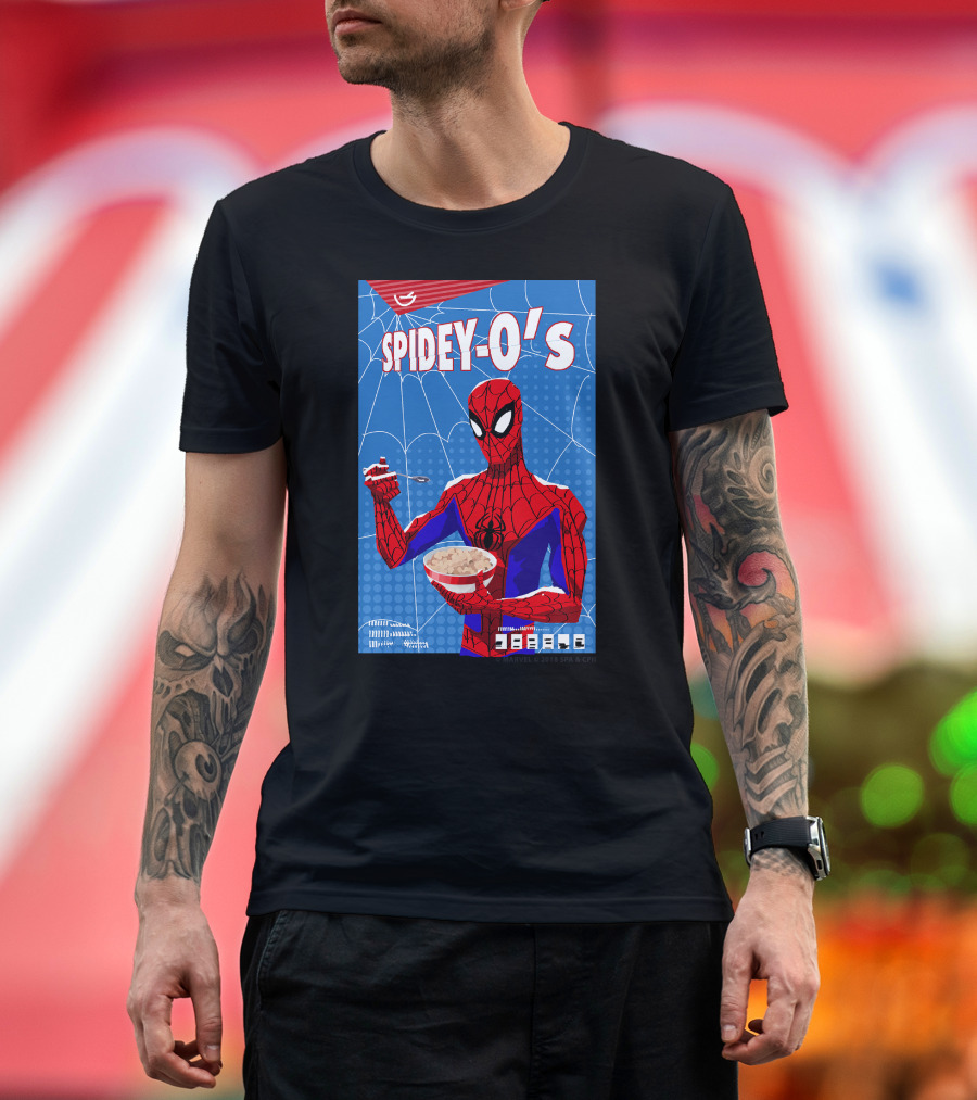 Marvel Spider-Man Spiderverse Spidey-Os Cereal Box Breakfast Comics T-Shirt