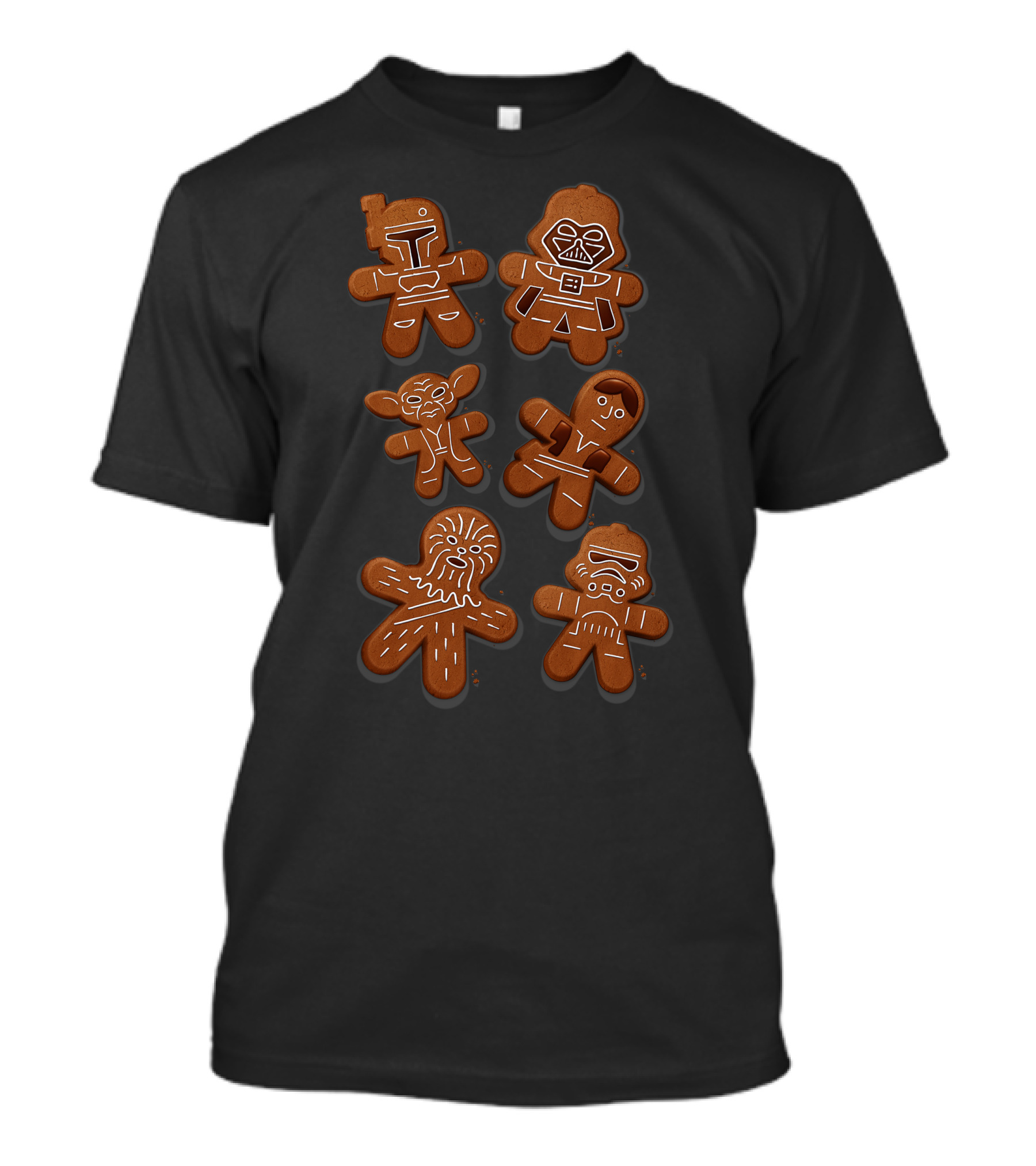 Star Wars Christmas Gingerbread Characters Featuring Iconic Figures In Cookie Form T-Shirt