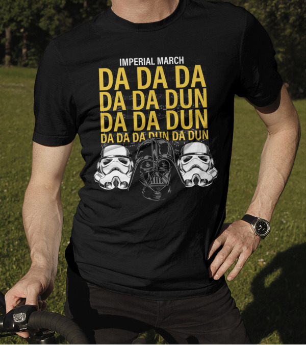Star Wars Darth Vader Imperial March Da Da Da Stormtrooper Helmets T-Shirt