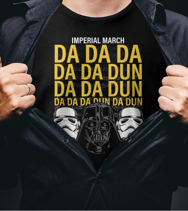 Star Wars Darth Vader Imperial March Da Da Da Stormtrooper Helmets T-Shirt