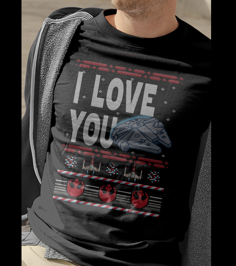 I Love You Star Wars Millennium Falcon X-Wing Rebel Icons T-Shirt