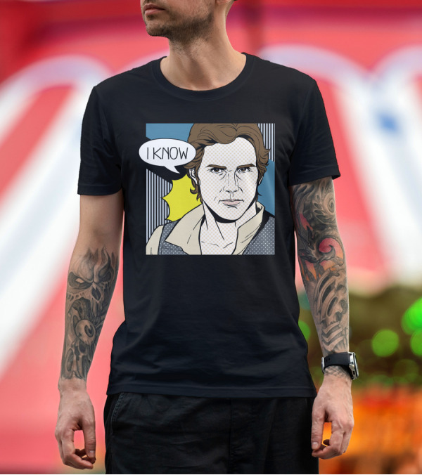 Premium T-Shirt: Star Wars Han Solo I Know Pop Art Retro Couples Fan Favorite T-Shirt Star Wars Han Solo I Know Pop Art Retro Couples Fan Favorite T-Shirt