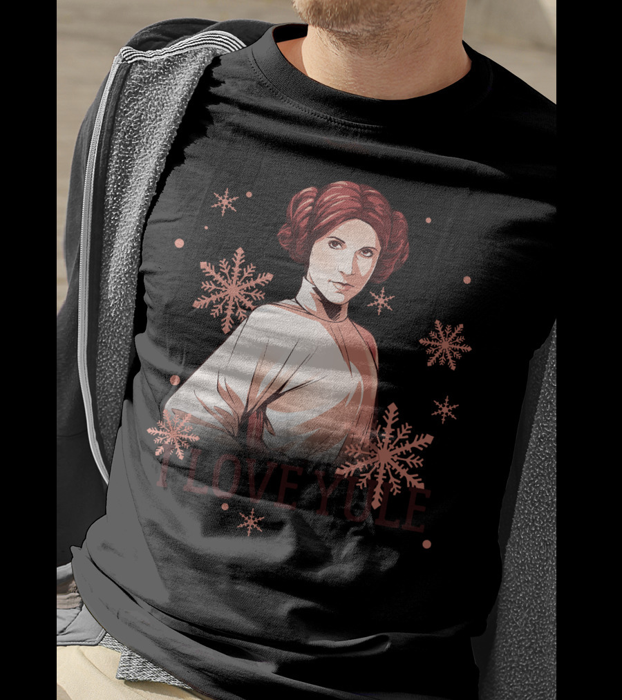 Star Wars Leia I Love Yule Christmas Snowflake Iconic Princess T-Shirt