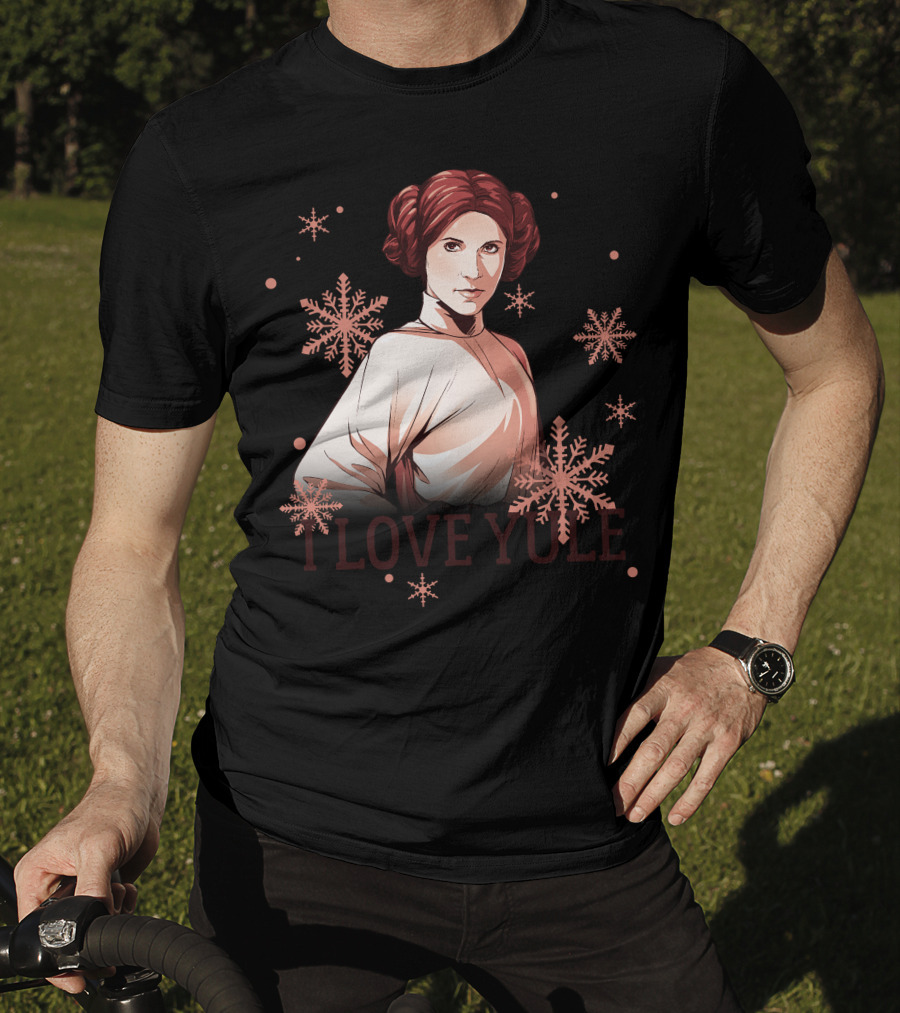 Star Wars Leia I Love Yule Christmas Snowflake Iconic Princess T-Shirt