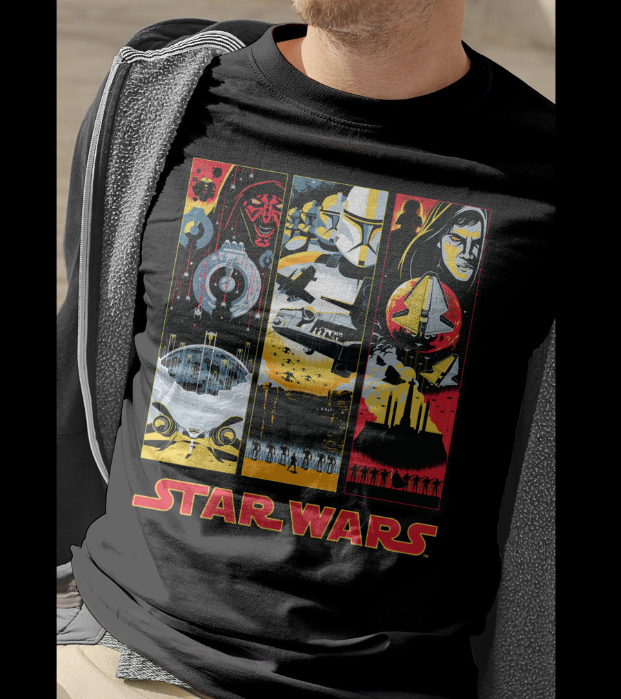 Star Wars Darth Maul Clone Trooper Anakin Panels T-Shirt