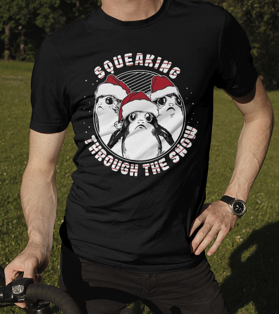 Squeaking Through The Snow Star Wars Porg Santa Hat T-Shirt