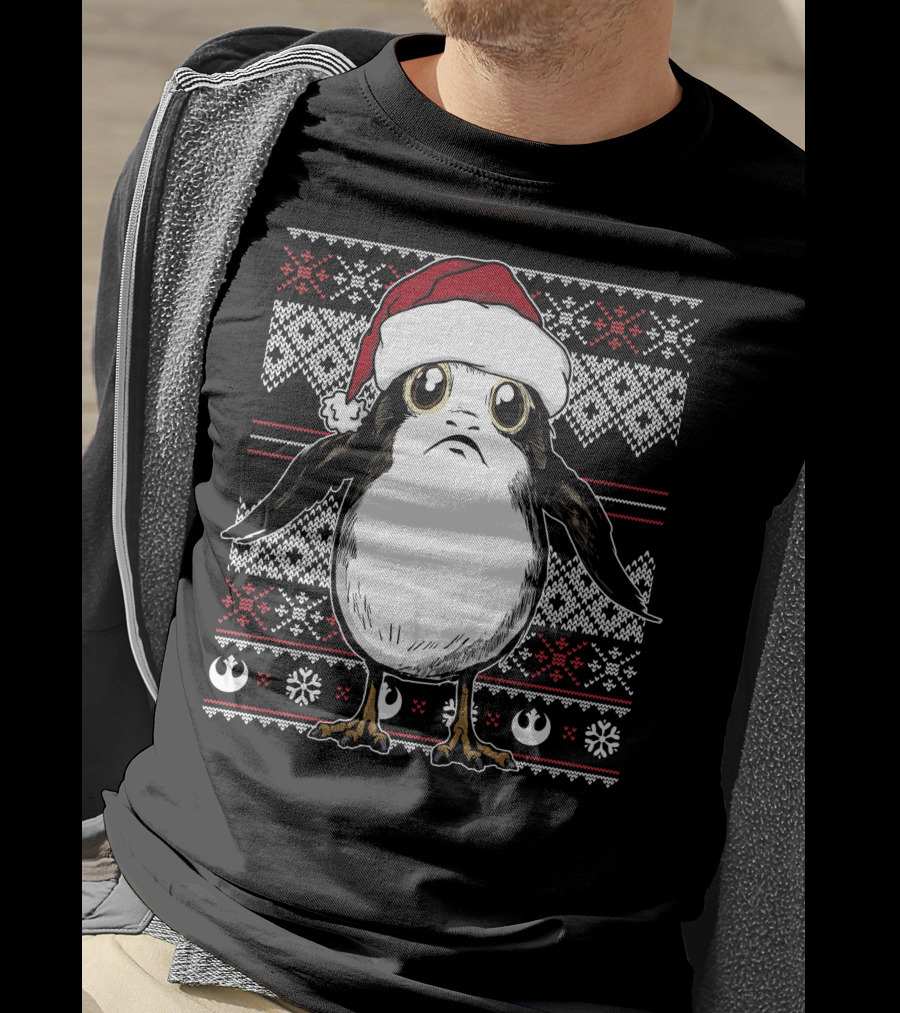 Star Wars Porg Christmas Santa Hat Ugly T-Shirt