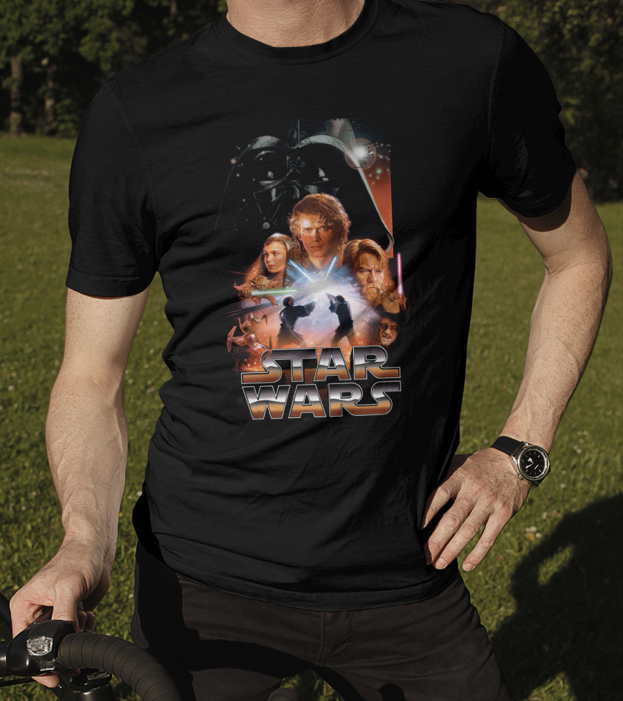 Star Wars Revenge Of The Sith Movie Anakin Obi-Wan Lightsaber Duel Darth Vader Collage T-Shirt