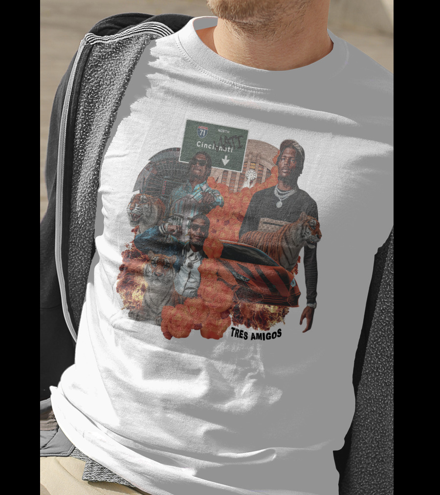 Tres Amigos Cincinnati Highway Tigers Roses Playoffs T-Shirt