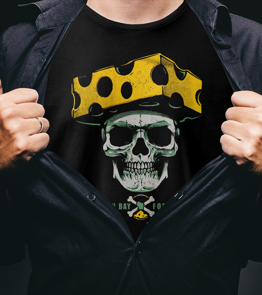 Green Bay For Life Skull Cheesehead T-Shirt