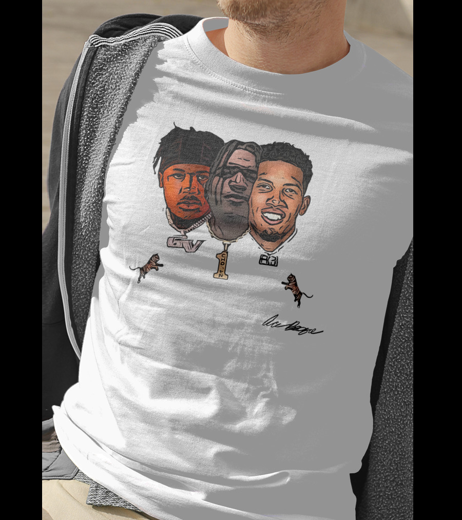 Ja'Marr Chase GV Tiger Trio Football T-Shirt