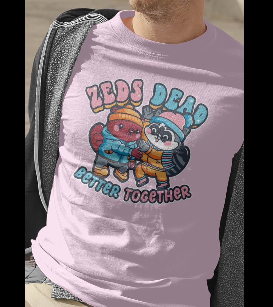 Zeds Dead Better Together Cartoon Beaver And Raccoon Winter Adventure T-Shirt