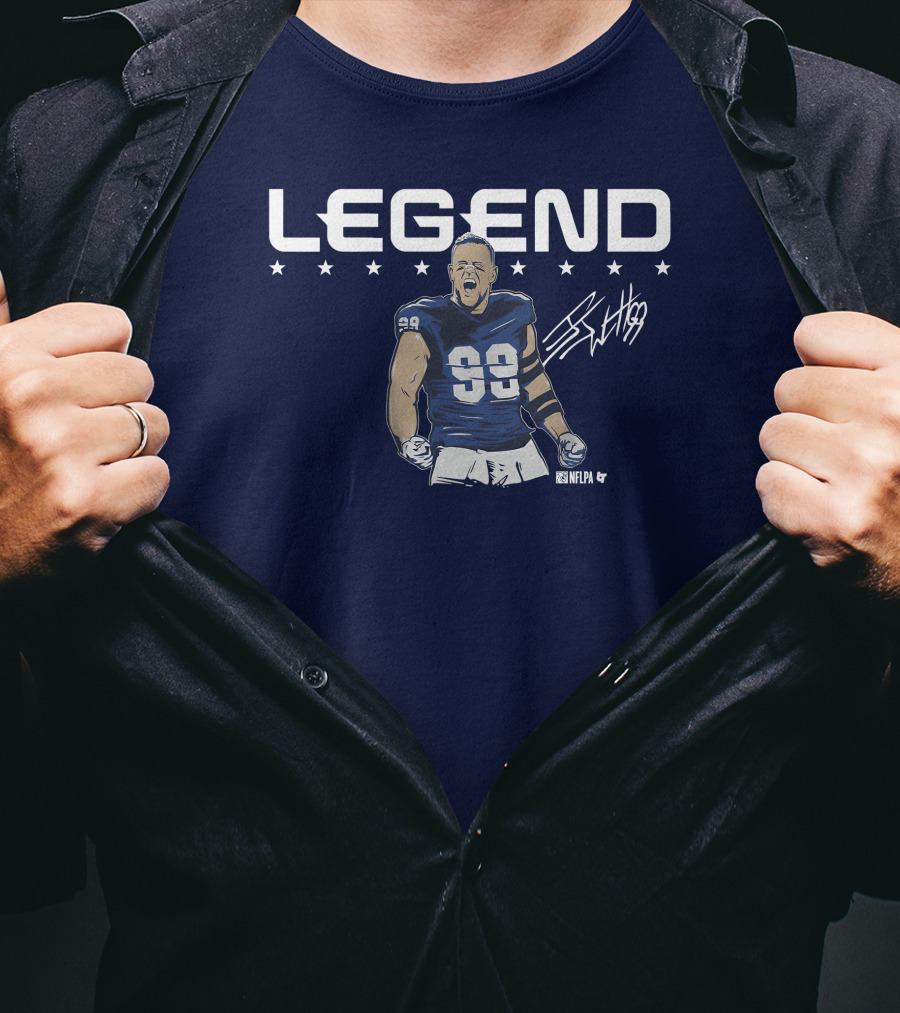Breakingt Merch J.J. Watt Legend Number 99 Victory Pose T-Shirt