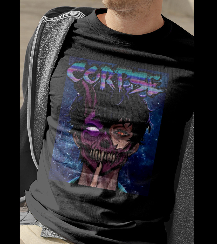 CORPSE Husband Anime Half Demon Face Art Dark Space Background T-Shirt